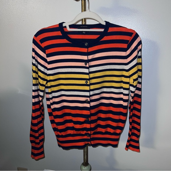 Lands End 100% Cotton Striped Cardigan - Picture 2 of 7
